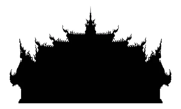 Oude Boeddhistische Tempel Thailand Zwarte Silhouet Vectorillustratie — Stockvector