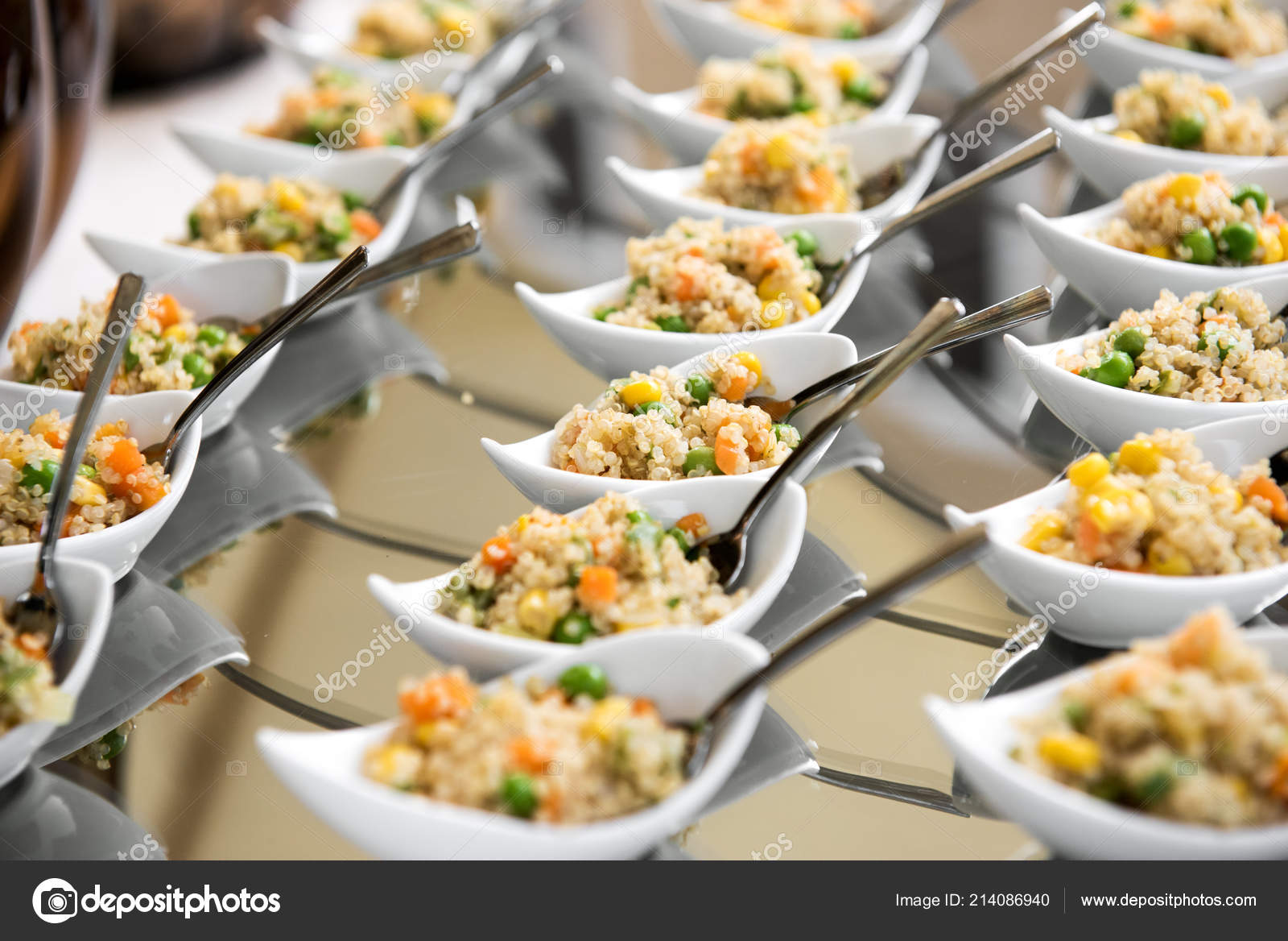 Appetizer Couscous Vegetables Small Individual Dishes Arranged
