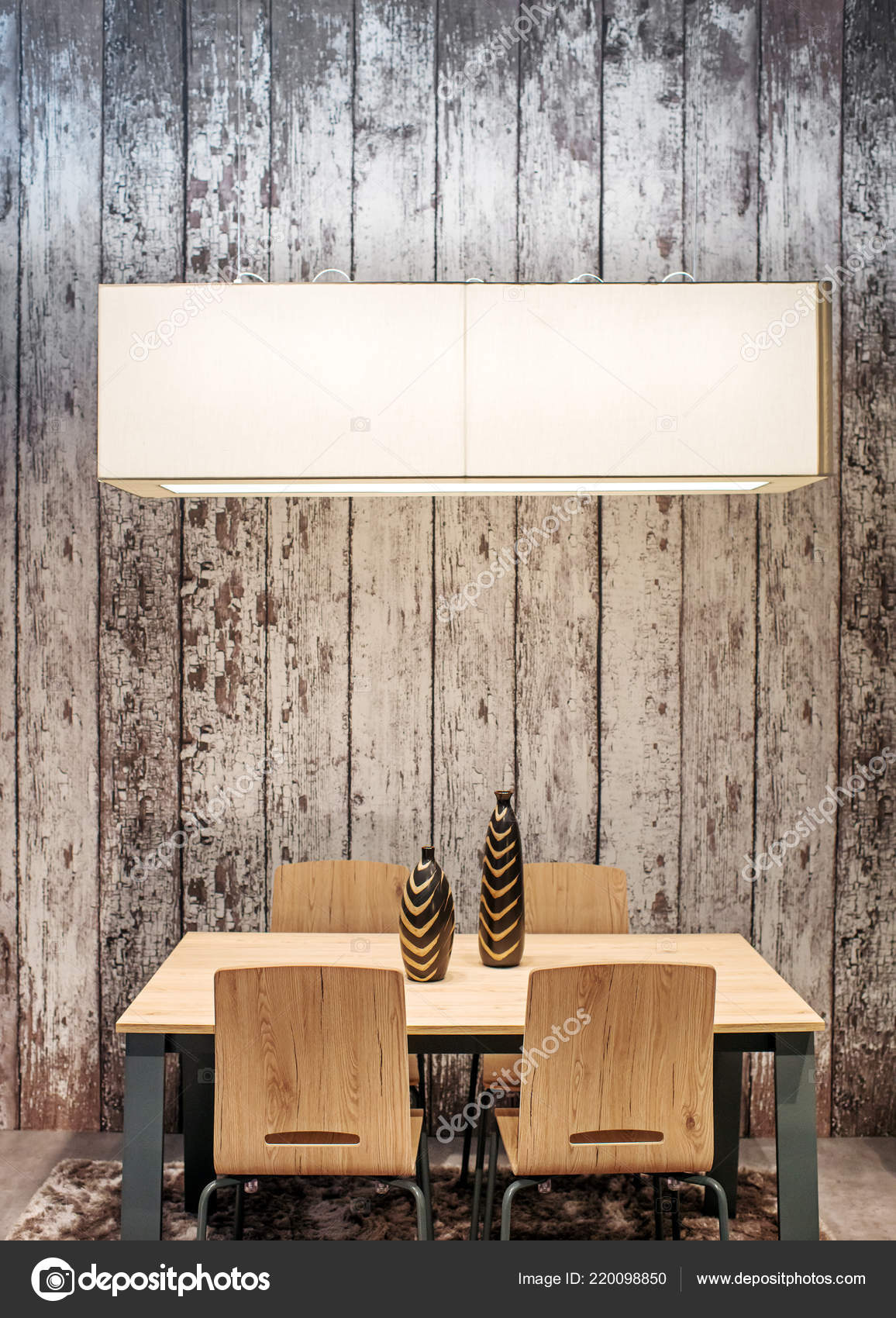 Modern Wooden Dining Table Chairs Set Stylish Ceramic Vases