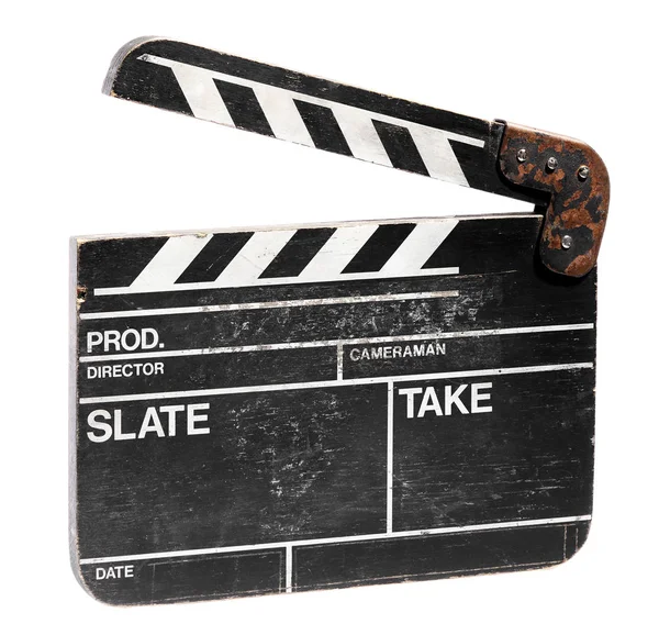 Vintage Blank Movie Clap Board Cinematography Video Clapper Raised Record — Stock Photo, Image