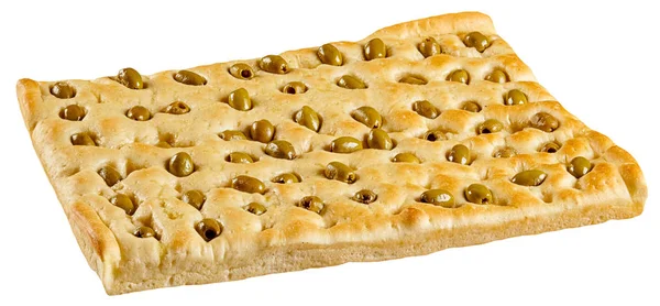 Golden baked traditional Italian focaccia bread — Stock Photo, Image