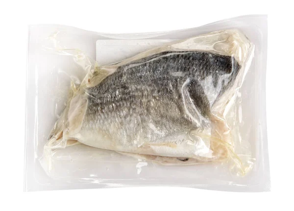 Vacuum packed fresh fish fillet with skin on — Stock Photo, Image