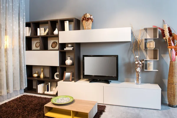 Modernes Wohnzimmer oder Innenraum mit TV — Stockfoto