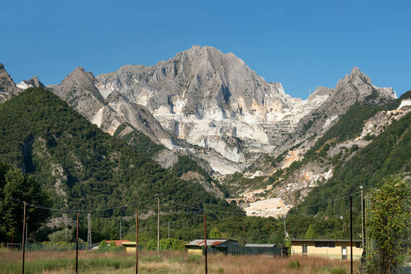 Carrara marble quarries and mountain caves
