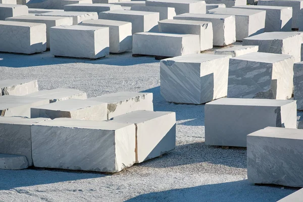 Large rectangular blocks of white Carrara marble Stock Image