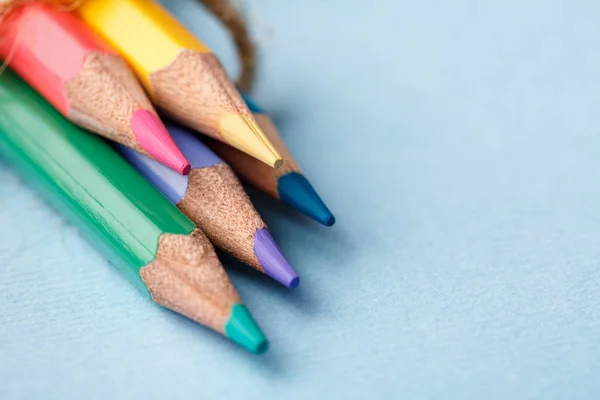 Bright color palette of crayons on the table — Stock Photo, Image