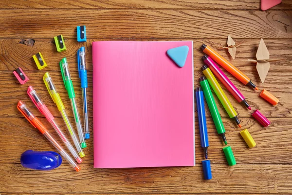 The pink notebook is waiting for your design — Stock Photo, Image