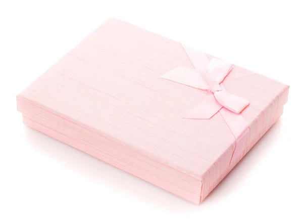 Hermosa Caja Regalo Rosa Para Joyas Sobre Fondo Blanco Regalo — Foto de Stock