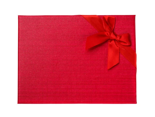 Coffret Cadeau Rouge Avec Arc Blanc Rouge Isolé Sur Fond — Photo