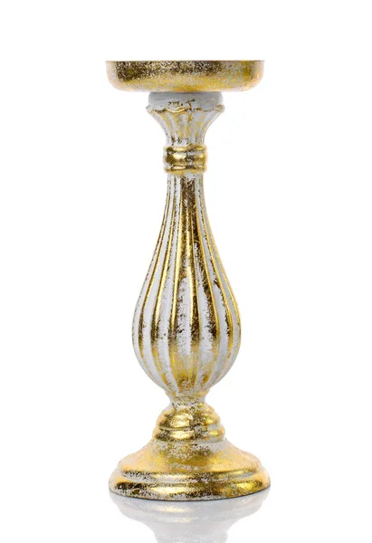 Antique Vintage Candlestick Bronze Color White Background — Stock Photo, Image