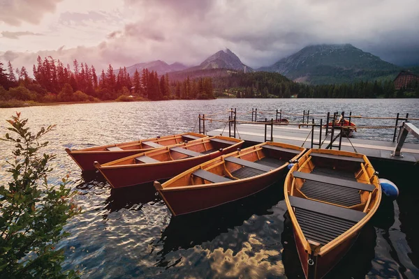 Ulusal Park Lisesi Tatras Dağ Gölü Boş Tekneler Slovakya — Stok fotoğraf