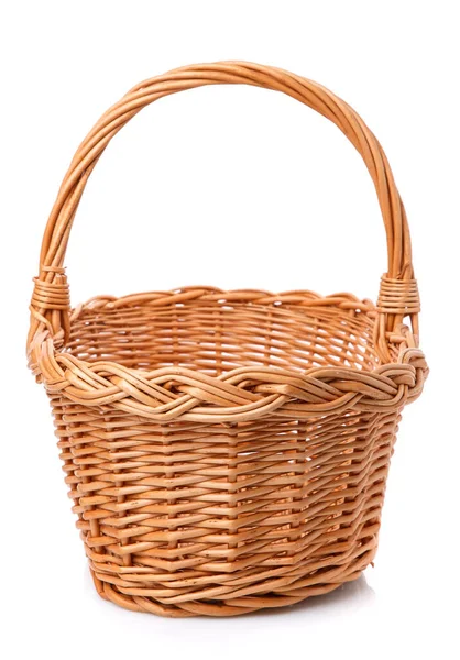 Original Blank Wicker Basket Isolated White Handmade — Stock Photo, Image