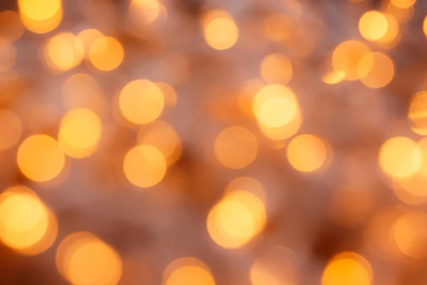 Miękkie Złote Tło Bokeh Jasne Girlandy Elektrycznymi Światłami Kopiuj Miejsce — Zdjęcie stockowe