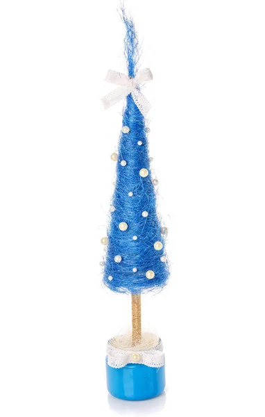 Small Christmas tree for a home interior or office on a white background — Stock Photo, Image