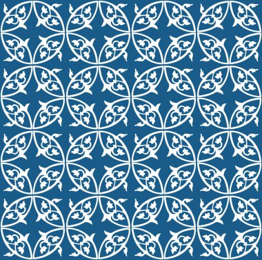 Beyaz ve mavi dikişsiz soyut çiçek deseni