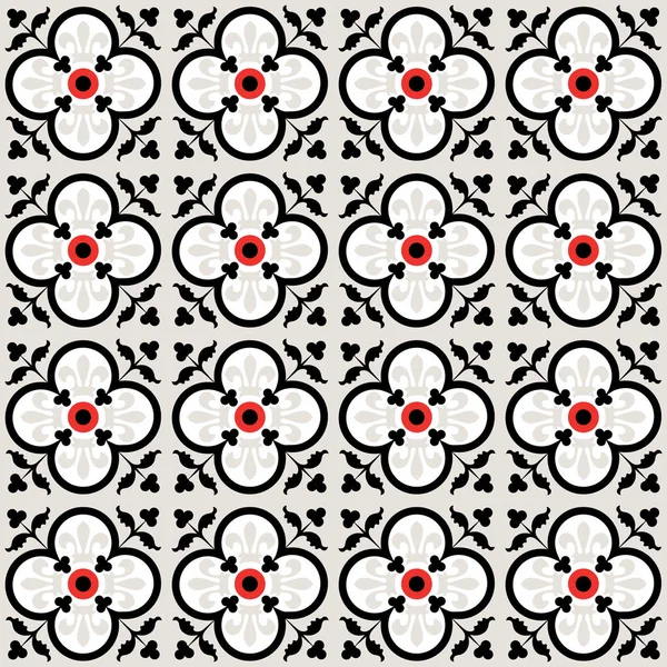 Kırmızı ve siyah çiçekli dikişsiz döşeme deseni