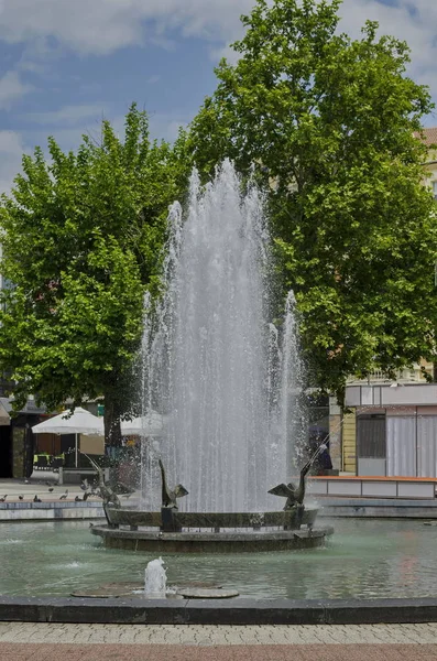 Fonte Beleza Com Pato Frente Centro Cidade Plovdiv Bulgária Europa — Fotografia de Stock