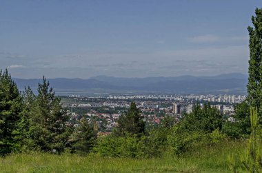 Bulgar başkenti Sofya Vitosha mountain Knyazhevo, Sofya, Bulgaristan, Avrupa tarafından tepesinden Cityscape   