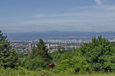 Bulgar başkenti Sofya Vitosha mountain Knyazhevo, Sofya, Bulgaristan, Avrupa tarafından tepesinden Cityscape   