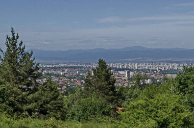 Bulgar başkenti Sofya Vitosha mountain Knyazhevo, Sofya, Bulgaristan, Avrupa tarafından tepesinden Cityscape  