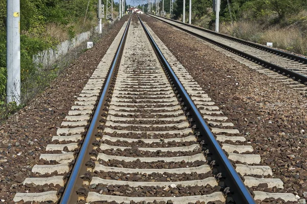 Infra Estrutura Ferroviária Perto Aldeia Vakarel Situada Montanha Sredna Gora — Fotografia de Stock