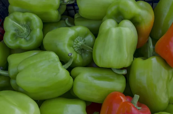 Heap fresh green bell pepper  close up in summer, Sofia, Bulgaria