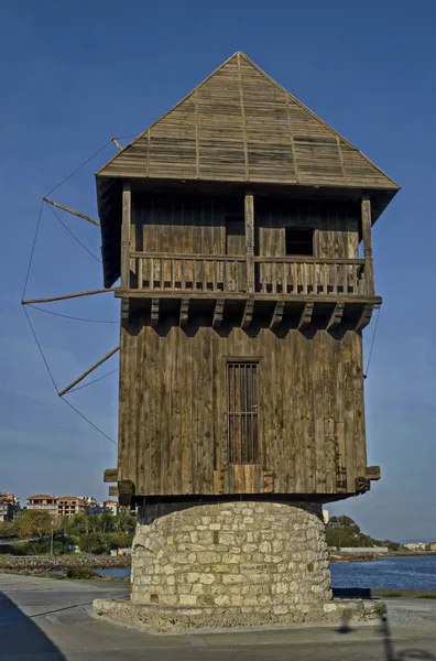 Paysage Marin Isthme Avec Vieux Moulin Vent Bois Entre Ancienne — Photo