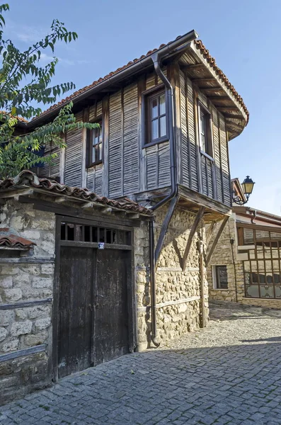 Θέα Κατοικημένη Περιοχή Αντίκες Σπίτια Στην Αρχαία Πόλη Του Nessebar — Φωτογραφία Αρχείου