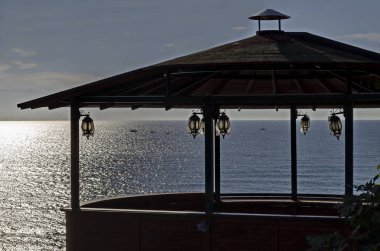 Seascape of alcove and autumn coastal on the Black Sea coast  in ancient city Nessebar or Mesembria, Bulgaria, Europe   