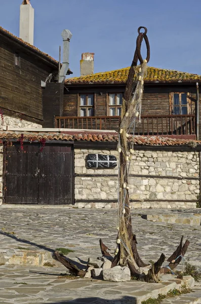 Zobacz Dzielnicy Mieszkalnej Zabytkowych Domów Starego Zakotwiczenia Starożytne Miasto Nessebar — Zdjęcie stockowe