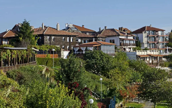 Vista Del Barrio Residencial Con Casas Antiguas Antigua Ciudad Nessebar —  Fotos de Stock