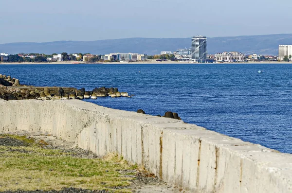 Seascape Pontoon Fishing Shore Resort Black Sea Town Nessebar Sunny — Stock Photo, Image