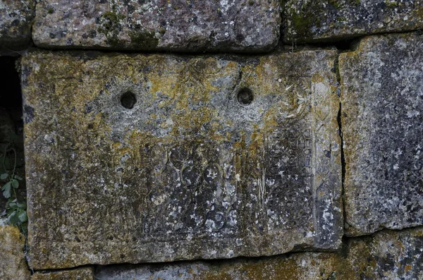 Μέρος Από Πέτρινο Φράχτη Αρχαίο Τελετουργικό Πέτρες Και Τοιχογραφίες Στο — Φωτογραφία Αρχείου