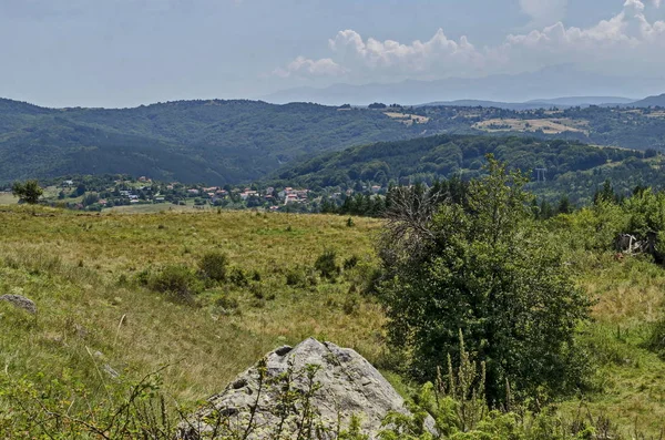 Vista Della Radura Estiva Foresta Quartiere Residenziale Del Villaggio Bulgaro — Foto Stock