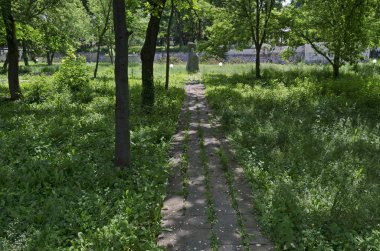 Arkeolojik kompleks Abritus bugünkü kasaba Razgrad kale duvar ve Annie Javasov Bulgaristan, Avrupa anıtı ile 