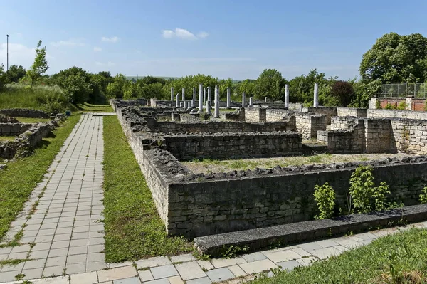 Archaeological Complex Abritus with primary conservation of part of the inner walls and columns of building in ancient Roman city in the present town Razgrad, Bulgaria, Europe