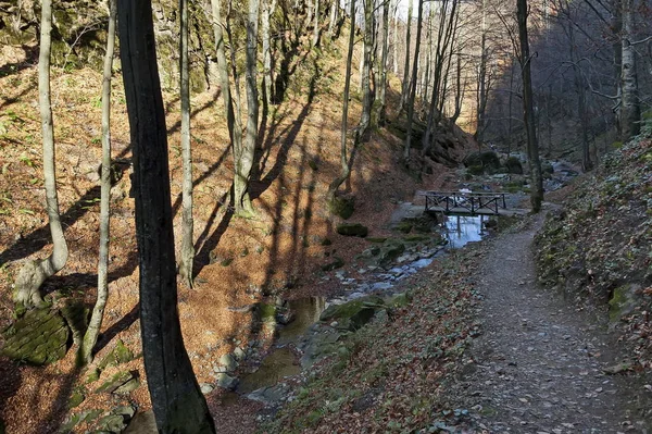 Paseo Otoñal Por Laberinto Los Balcanes Teteven Con Picos Altos — Foto de Stock