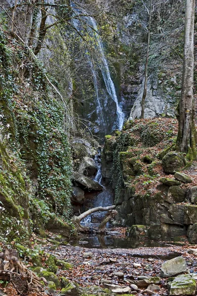 Otoño Vista General Cascada Skoka Salto Del Río Kozniza Los — Foto de Stock