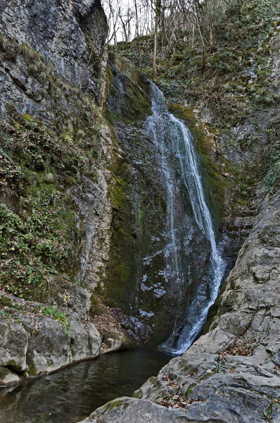 Autumn general view of waterfall Skoka or  Jump of river Kozniza in Central Balkan, near to Teteven town, Bulgaria  
