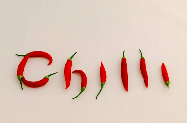 Sinal Símbolo Chilli Feito Partir Fruto Pimenta Vermelha Fresca Com — Fotografia de Stock