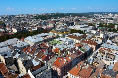 Eski Avrupa şehir, Ukrayna, Lviv, yukarıdan görünüm