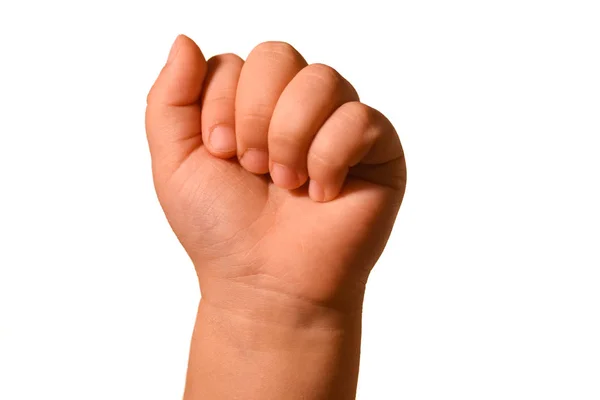 Na białym tle rączkę dziecko pokazuje różnych gestów na białym tle — Zdjęcie stockowe