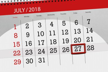 Ayın son günü haftanın Cuma, 2018 27 Temmuz için Takvim Planlayıcısı
