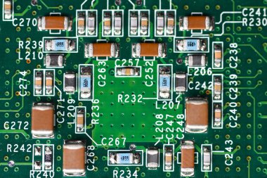 Mikroçipler, radioelements, elektronik kartındaki işlemci anakart