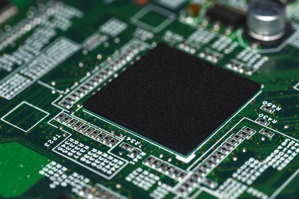 Microchips, radioelements, processor on the electronic board, motherboard