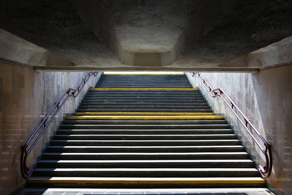 Stairs up at the exit from the underground passage in the metro — Stock Photo, Image