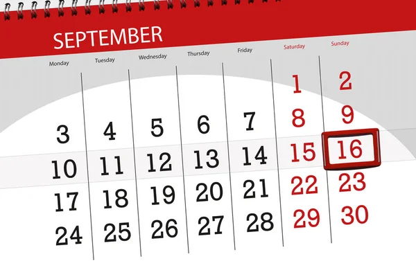 Calendar planner for the month, deadline day of the week 2018 september, 16, Sunday