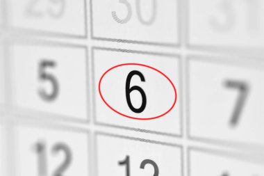 Planlayıcısı takvim son günü beyaz kağıda 6 hafta