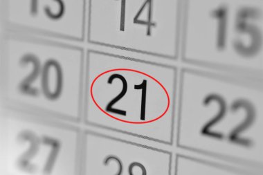 Beyaz kağıt 21 üzerinde planlayıcısı takvim son tarihi gün