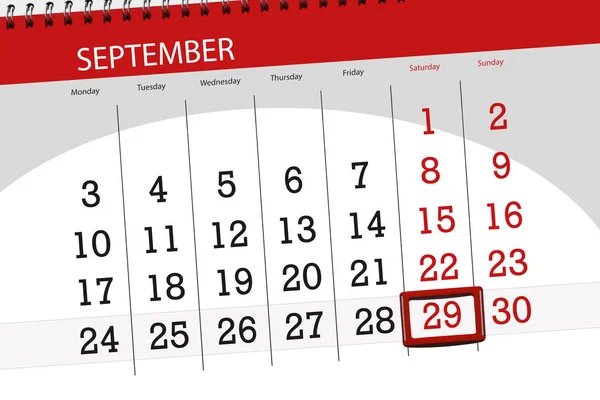 Ayın son günü haftanın 2018, 29 Eylül, Cumartesi için Takvim Planlayıcısı